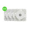 Odace Prise TV simple blanc Lot 10 Pcs 250 V CA, 50 Hz