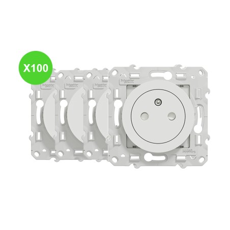 Odace Prise 2P+T affleurante Lot 100 Pcs
