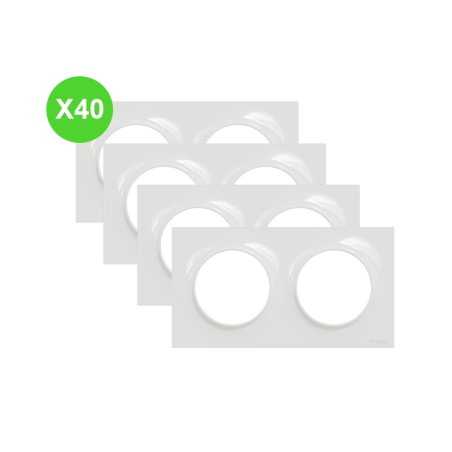 Odace Plaque 2 postes blanc Lot 40 Pcs