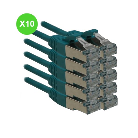 Cordon RJ45 souple Cat.6A S/FTP vert 50cm CORD6A050V Lot 10