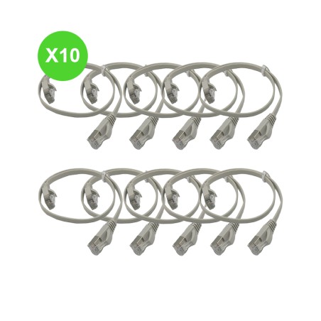 Cordon RJ45 plat Cat.7 FTP 50 cm pour baie réseau VDI Lot 10