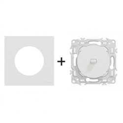 Odace Inter/poussoir à levier S920203 + plaque Blanc Craie