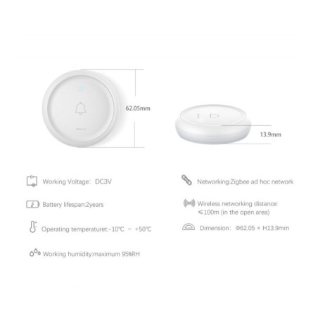 Bouton de sonnette intelligent Zigbee 3.0 Tuya