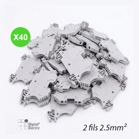 Bloc de jonction Vis-Vis 2 fils 2,5mm² gris Lot de 40 Piéces