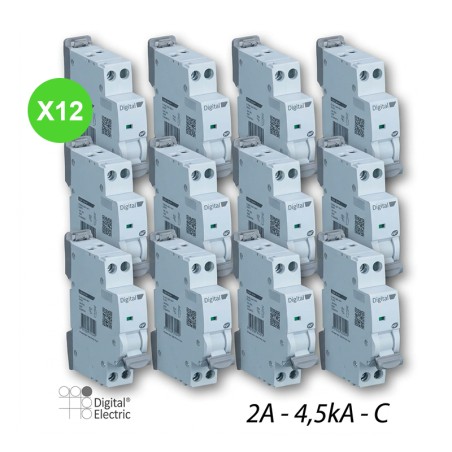 Disjoncteur C2A 1P+N 4,5kA Auto-Auto Lot de 12 Piéces