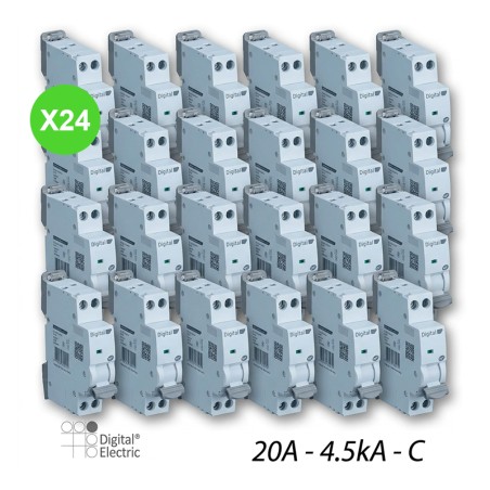 Disjoncteur C20A 1P+N 4,5kA à Vis Digital 01020 - 24 Pcs
