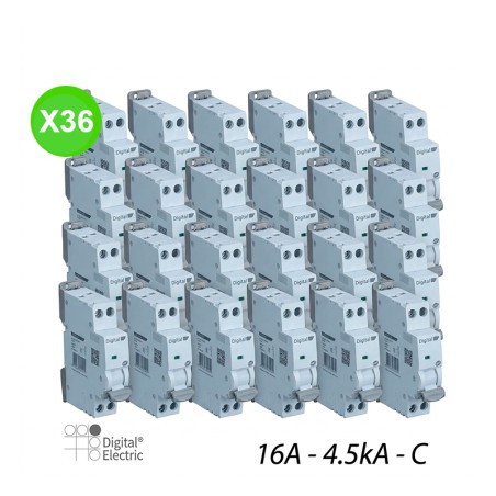 Disjoncteur C16A 1P+N 4,5kA Vis-Vis Lot de 36 Piéces