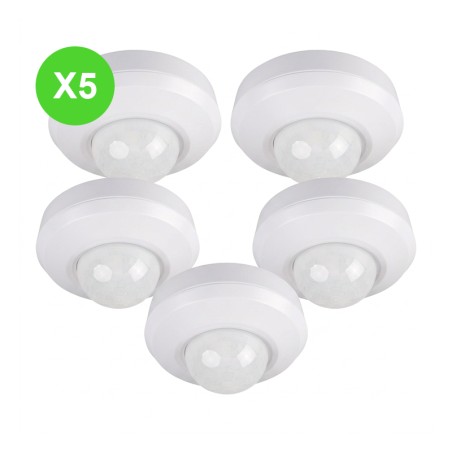 Détecteur mouvement PIR 360° 2000VA Blanc pour détection Lot 5 Pcs