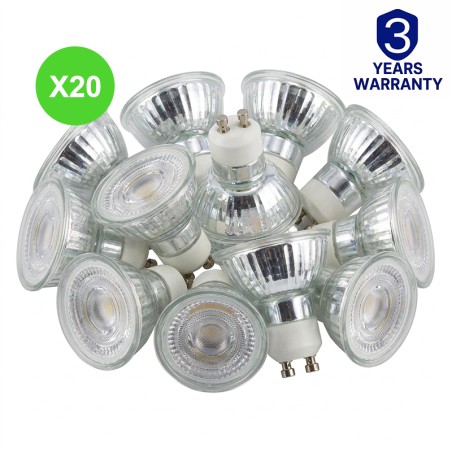 Ampoule LED GU10 4,9W 3000K blanc chaud 550lm 25 000H Lot 20 Pcs