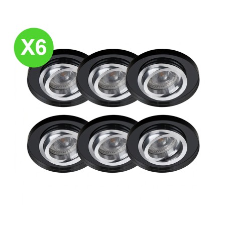 Anneau spot Verre noir orientable rond GU10/MR16 Lot 6 Pcs