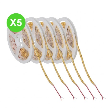 Ruban LED SLIM 24V blanc chaud 3000K 8W/m IP65 Lot 5 Pcs