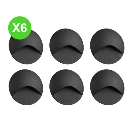 Spot escalier rond EXIN 2,5W 3000K 30 000H Gris IP65 Lot de 6 Pcs