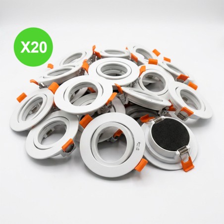 Anneau spot orientable rond GU10/MR16 DALLA Blanc en lot de 20 pièces