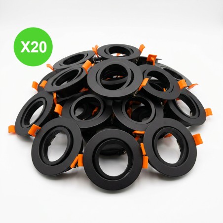 Anneau spot orientable rond GU10/MR16 DALLA Noir en lot de 20 pièces
