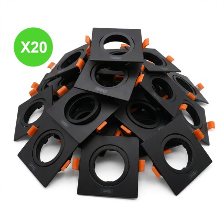 Anneau spot orientable carré GU10/MR16 DALLA Noir en lot de 20 pièces
