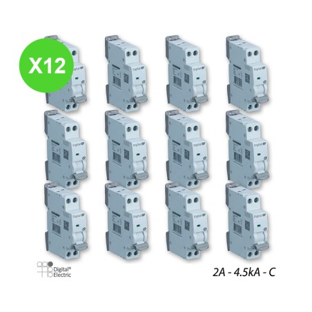 Disjoncteur C2A 1P+N 4,5kA Vis-Vis Lot de 12 Piéces