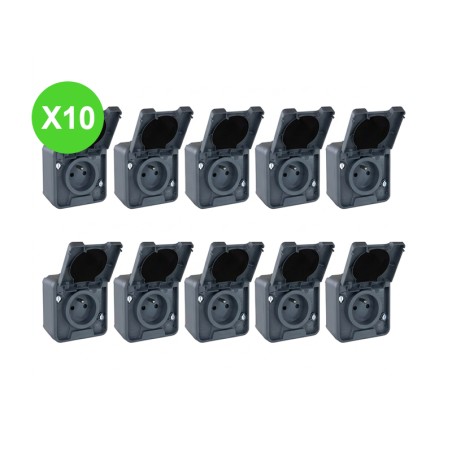 Oxxo Prise 2P+T 16A IP55 gris Eurohm 60840 - 10 Pcs