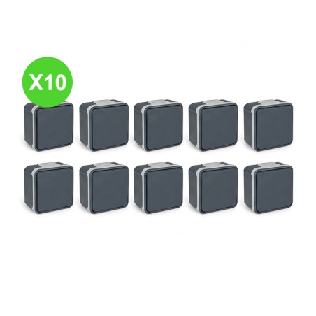 Oxxo Interrupteur V&V 10A gris saillie IP55, mécanisme lot de 10 pièces