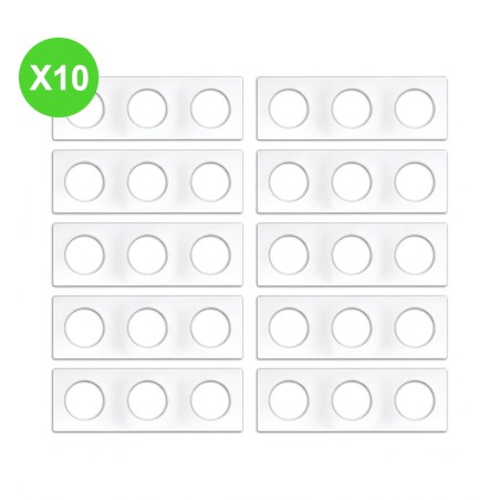 Square Plaque 3 postes entraxe 71mm Square blanc, finition lot de 10 pièces