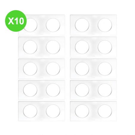 Square Plaque 2 postes entraxe 71mm blanc, finition lot de 10 pièces