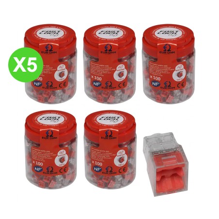 Borne rapide 4 entrées, boîte de 100 pcs conditionnée en lot de 5