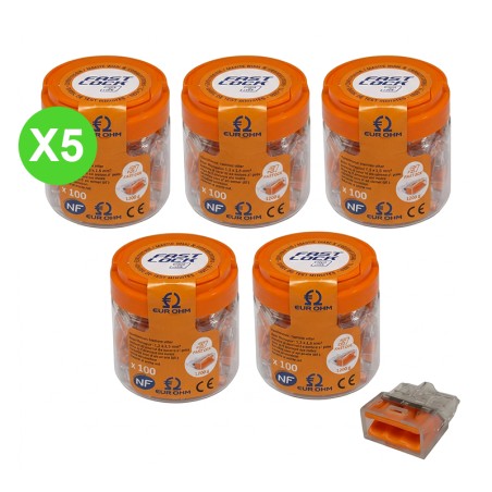 Borne rapide 3 entrées, boîte de 100 pcs conditionnée en lot de 5