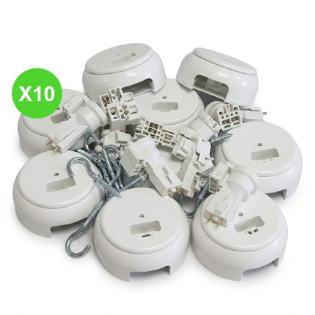 Kit point centre DCL en saillie avec douille DCL E27, lot de 10 pièces