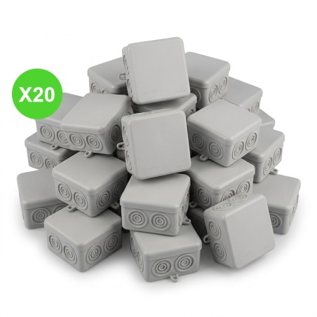 Boîte dérivation étanche IP55 format 80x80x45mm, lot de 20 pièces