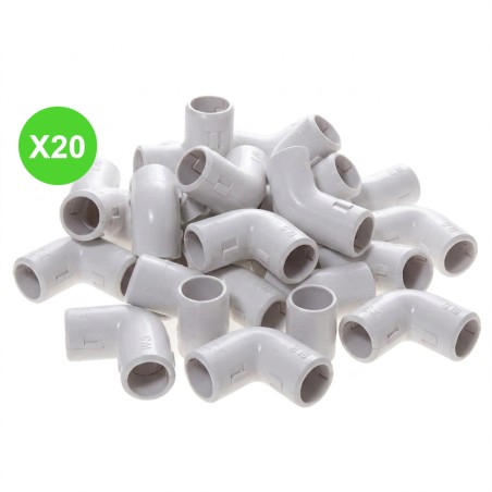 Coude ouvrable tube IRL 20mm, raccord coudé en lot de 20 pièces