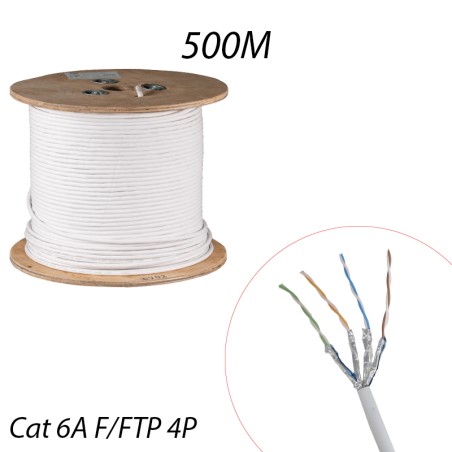 Câble RJ45 Catégorie 6A F/FTP 4 paires - Touret de 500m