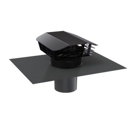 Chapeau toiture CP Perf 160 gris ardoise Ø160 bavette synthétique