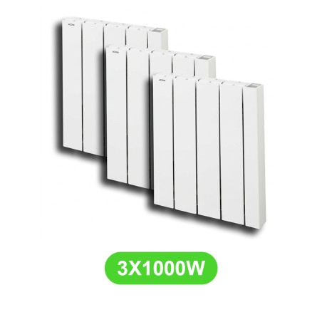 Radiateur Atoll pour chauffage électrique 1000W en lot de 3 pièces