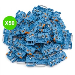 Borne de passage bleue 3 fils 2,5mm² 2102-5304 Lot 50 Pcs