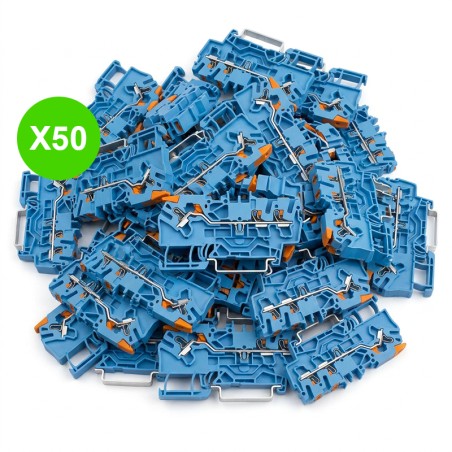 Borne de passage bleue 3 fils 2,5mm² TOPJOB S à levier, lot 50 pièces