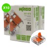 Borne Wago à levier 3 entrées 6mm² tous conducteurs, lot 10 pièces