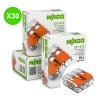 Borne Wago à levier 3 entrées 4mm² tous conducteurs, lot 30 pièces