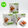 Borne Wago à levier 2 entrées 4mm² tous conducteurs, lot 30 pièces