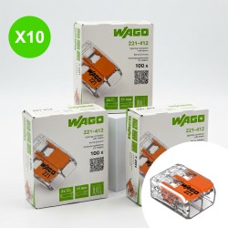 Borne Wago à levier 2 entrées 4mm² 221-412 Lot 10 Pcs