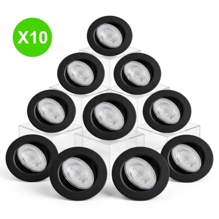 Spot dimmable MI7 LED 6W CCT lumière 2700 à 4000K noir Lot de 10 pièces