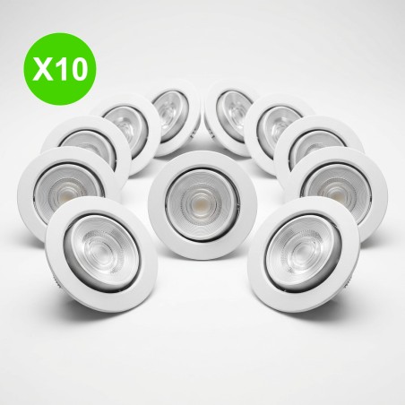 Spot dimmable MI7 LED 6W CCT lumière 2700 à 4000K blanc Lot de 10 pièces