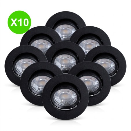 Spot dimmable IRIS 6,2W CCT 2700 à 4000K 550lm noir Lot de 10 pièces