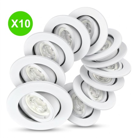 Spot BBC encastré GU10 orientable DLT-ISO 90 blanc Lot de 10 pièces