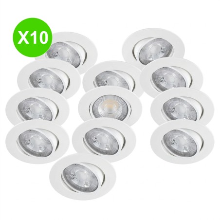 Spot orientable MI6 LED encastré 5W 4000K rond blanc Lot de 10 pièces