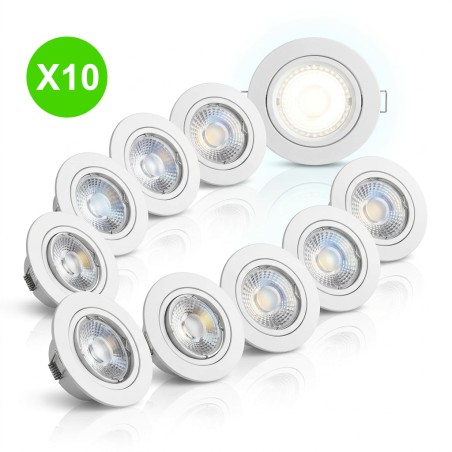 Spot encastré fixe GU10 SPEED 50 rond blanc sans lampe Lot de 10 pièces