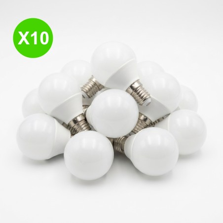 Ampoule LED E14 4,9W 2700K 470lm blanc chaud format boule Lot de 10 pièces