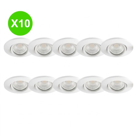 Spot orientable EDOS 6W CCT 2700 à 4000K rond blanc Lot de 10 pièces