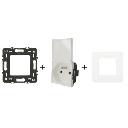 Mosaic Prise 2P+T 16A avec volet complet blanc 278149L