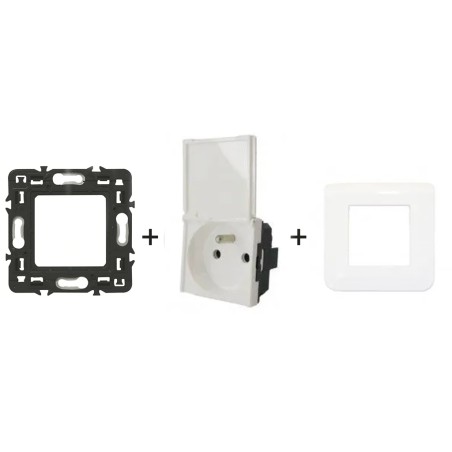Mosaic Prise 2P+T 16A avec volet complet blanc 278149L