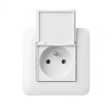Mosaic Prise 2P+T 16A avec volet 2 modules blanc