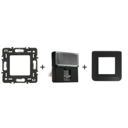 Mosaic Prise RJ45 Cat.6 FTP noir mat complet 079165L